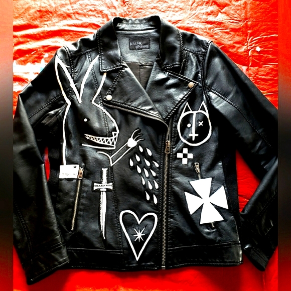 lilly morgan Jackets & Blazers - Graffiti Moto Jacket XL